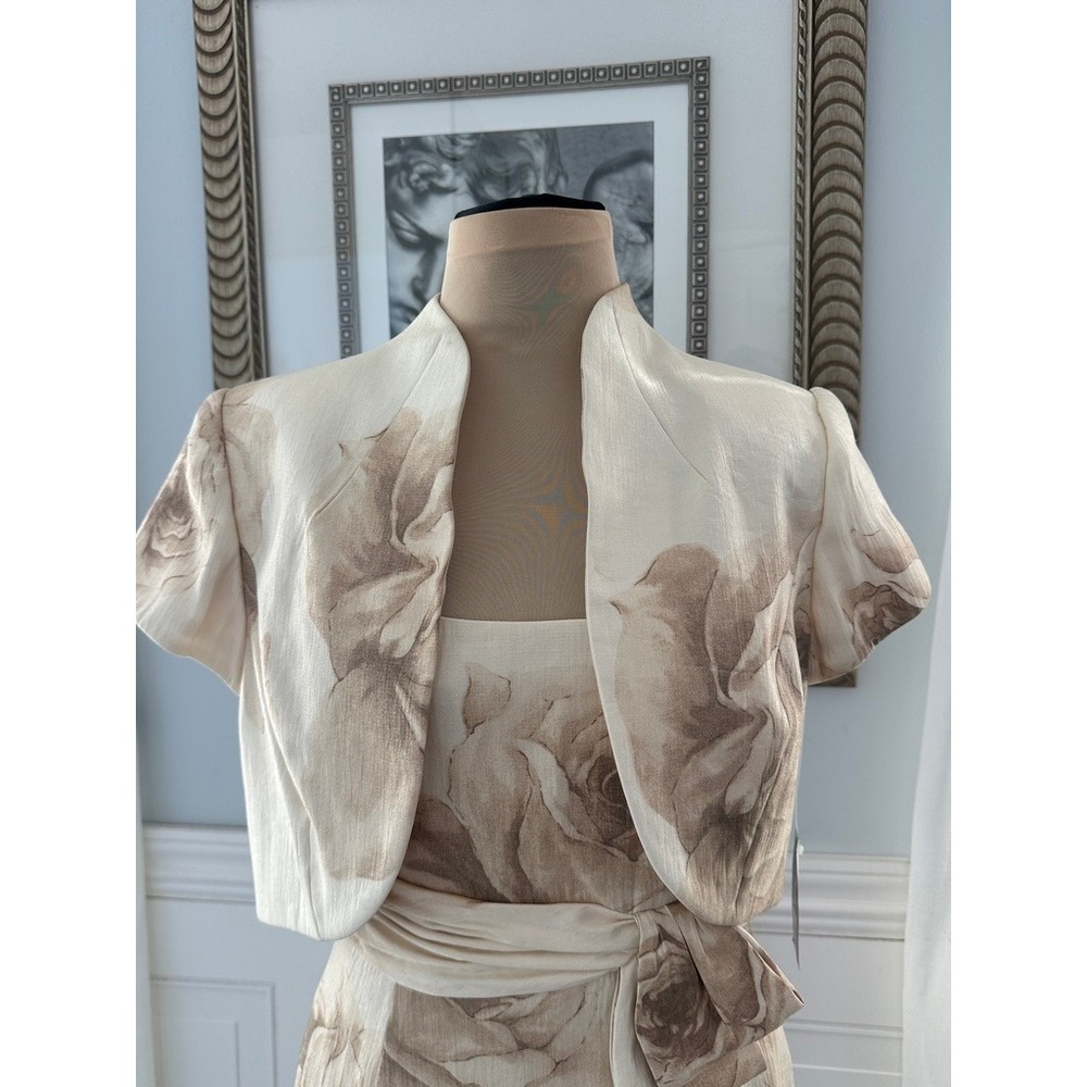 NWT Jones New York Sheath Dress Jacket Set Cream Floral Mother of Bride Size 4 - Picture 7 of 8